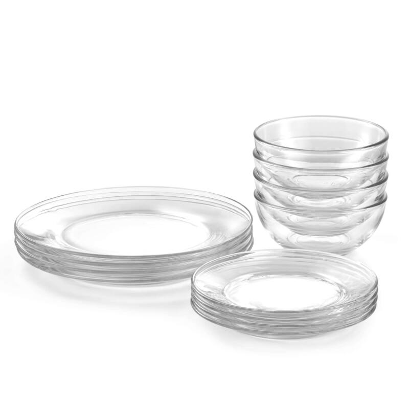Libbey 12 Piece Round Clear Glass Dinnerware Set - Set of 12