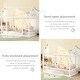 preview thumbnail 31 of 76, Pine Wood Floor Wooden Bed with House Roof Frame and Safety Guardrails