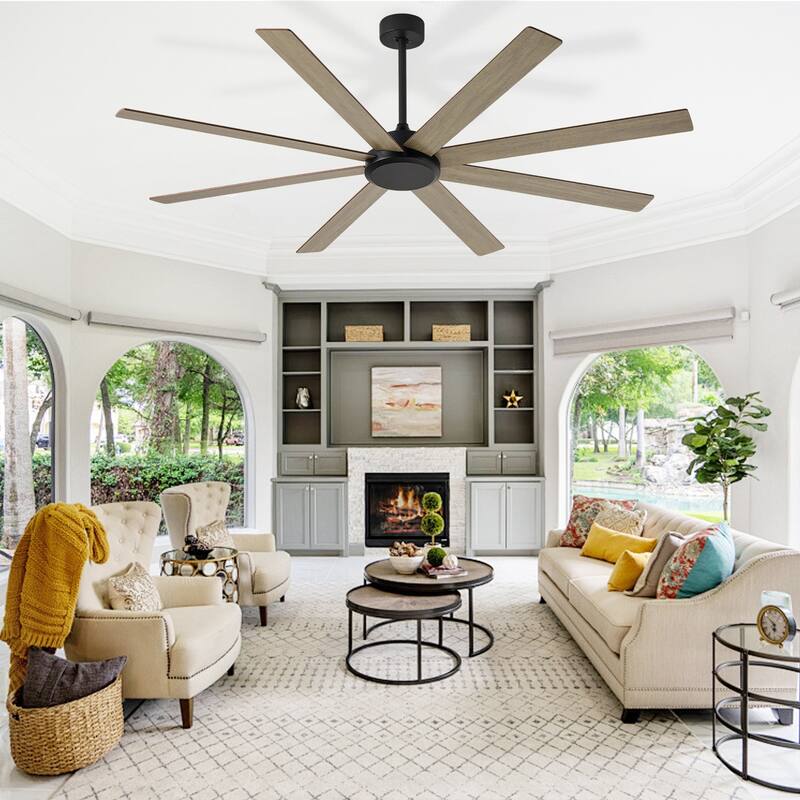 Large Ceiling Fan without Light - 8-Blade, Remote App Control, Dimmable 3CCT LED, Quiet DC Motor​