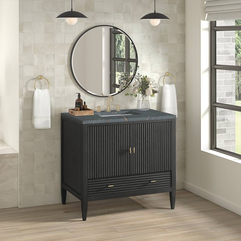 James Martin Vanities 485-V36-3PBL Myrrin 36" Single Basin Wood Vanity