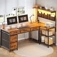 preview thumbnail 68 of 72, L Shaped Computer Desk 5 fabric Drawers Gaming Desk Storage Shelf