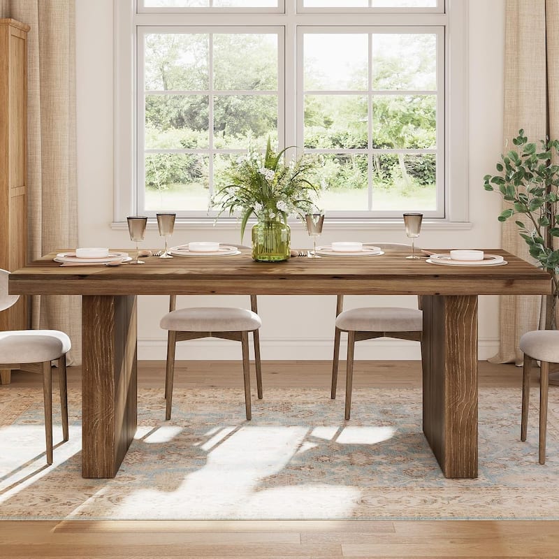 63-Inch Solid Wood Dining Table for 4-6 People for Dining Room, Kitchen