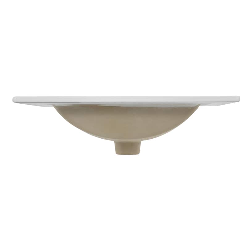 Aubert 3-Hole Classic Contemporary Rectangular Ceramic Single Sink Basin Vanity Top, by JONATHAN Y - 24 in. - White