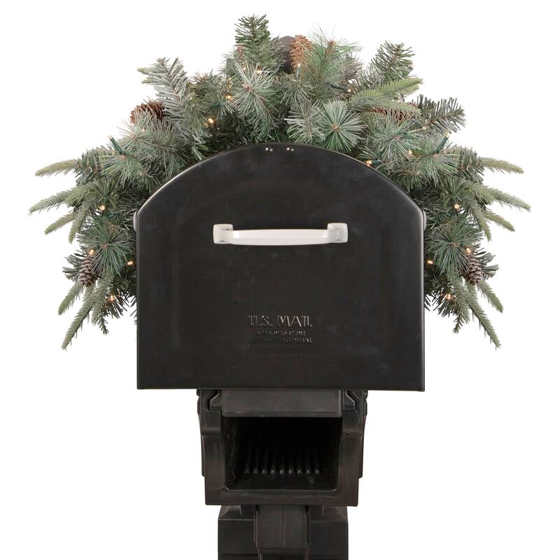 36" Pre-lit Pine Cone and Artificial Mixed Pine Christmas Mailbox Swag
