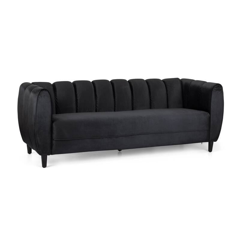 Black Velvet 3-Seater Sofa, 83x30x30 inches