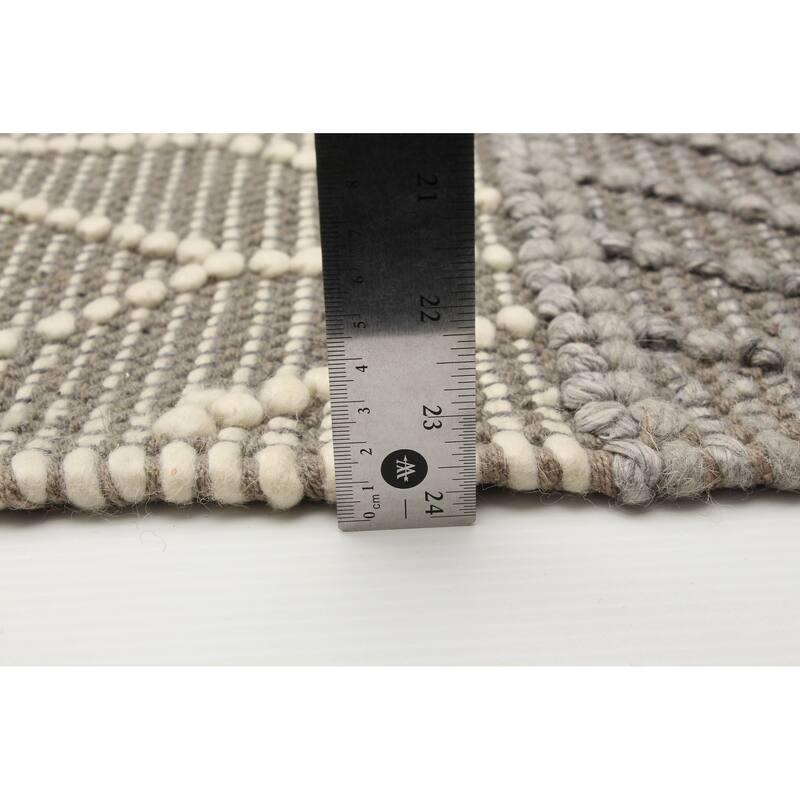 ECARPETGALLERY Braid weave Sienna Grey Wool Rug - 5'0 x 8'1