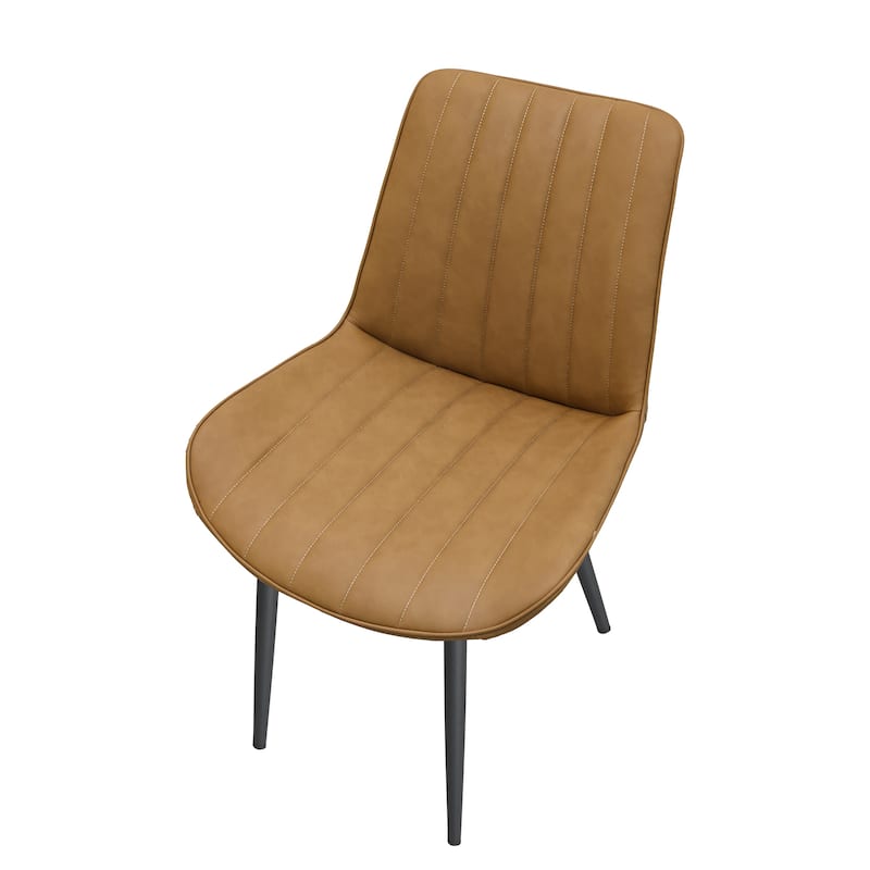 PU Leather Dining Chair with Metal Legs, Wave Pattern Upholstered Armless Chair Set of 6 for Kitchen, Living