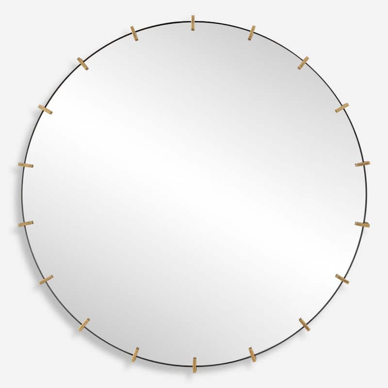 Industrial Round Wall Mirror - 43" - Gold Finish