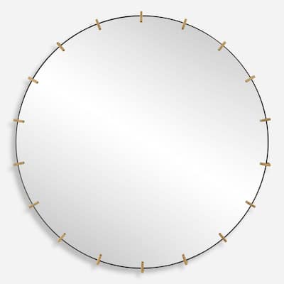 Industrial Round Wall Mirror - 43" - Gold Finish