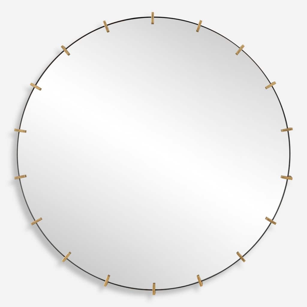 Industrial Round Wall Mirror - 43" - Gold Finish
