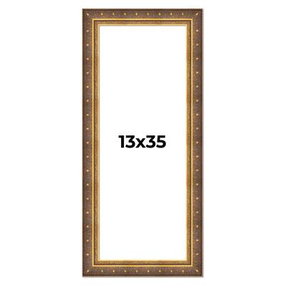 13x35 Frame Vintage Gold Solid Wood Picture Frame | 2.5 Inch Moulding