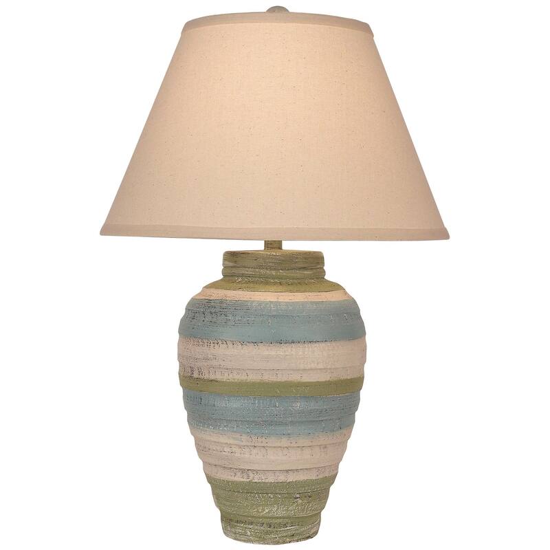 Coastal Ribbed Pottery Table Lamp - Small - Cottage Summer