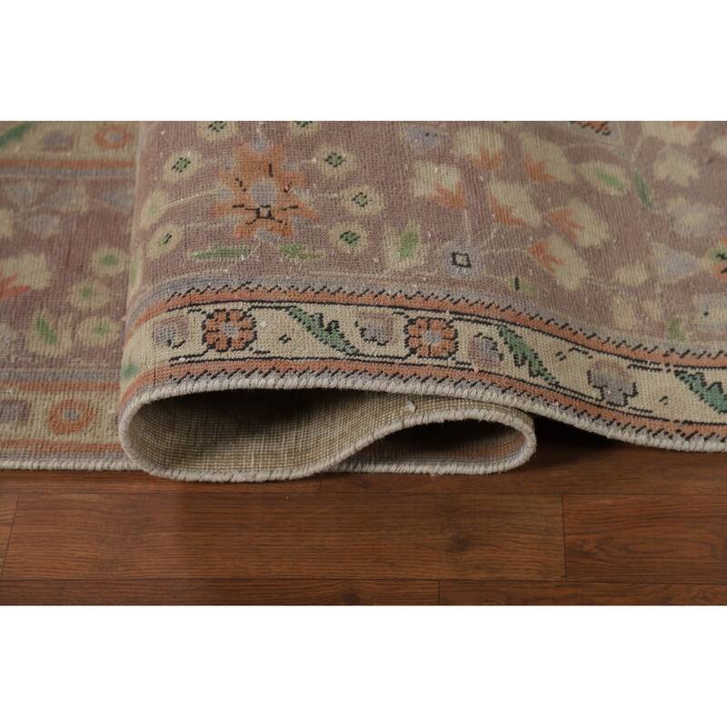 Distressed Brown Tabriz Persian Area Rug Hand-Knotted Wool Carpet - 9'8"x 12'11"