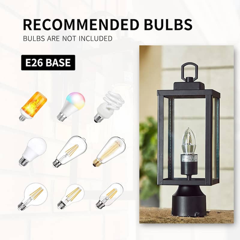 1-Light Outdoor Post Light Lamp - 5.12"x5.12"x16.5"