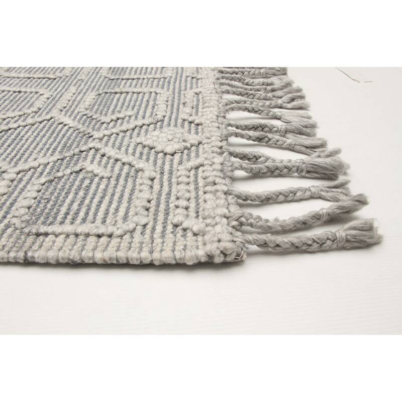 ECARPETGALLERY Braid weave Sienna Grey Wool Rug - 5'1 x 8'1