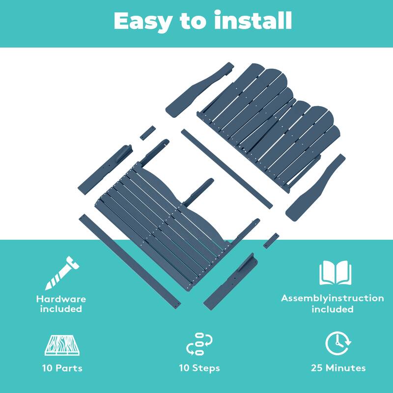 Outdoor HDPE Foldable Patio Loveseat