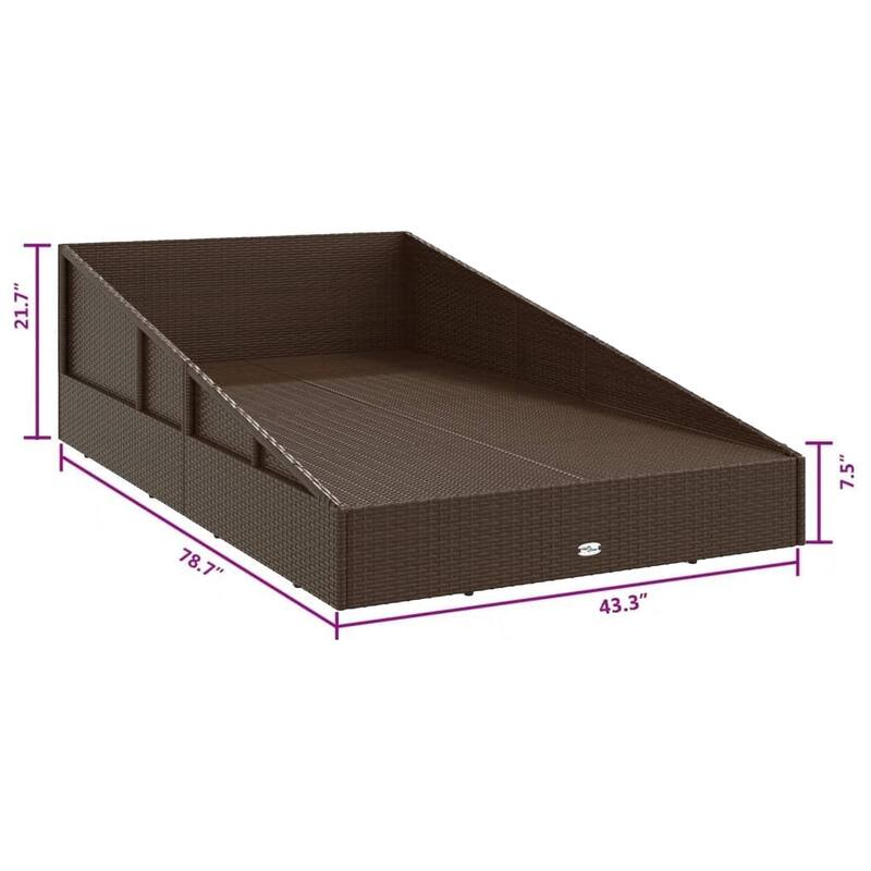 Garden Outdoor Daybed, White Polyester Cushions, Brown Poly Rattan