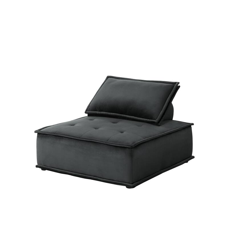 120" Black Velvet 4 Pc Modular Sofa
