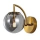 preview thumbnail 6 of 12, SAFAVIEH Lighting Psylla 9-inch Wall Sconce (Set of 2) Smoke Grey/Brass