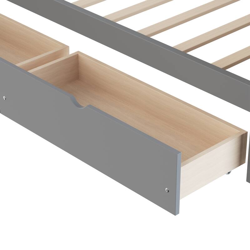 L-Shape Twin Size Day Bed for 2 with Storage Drawers and Bookshelf by Harper&Bright Designs