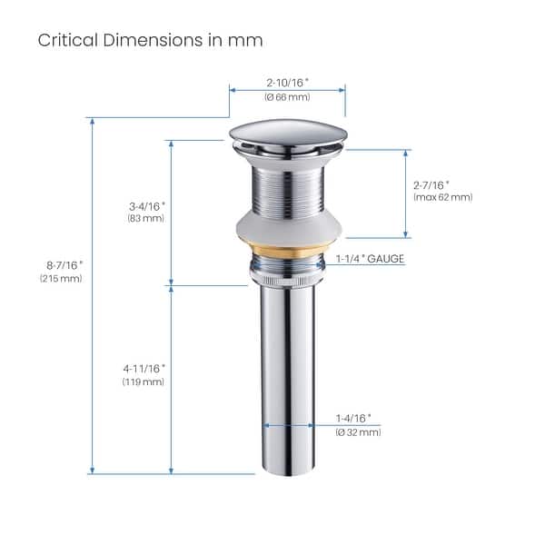 dimension image slide 2 of 7, Bathroom Sink Pop Up Drain Stopper Full Cover without Overflow