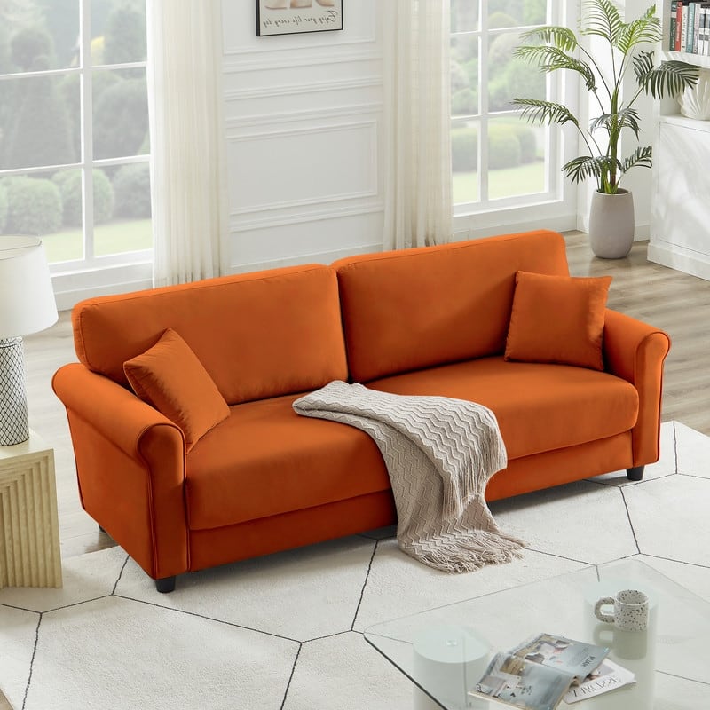 82"Velvet Upholstery Cloud Sofa Couch Cushion Back Deep Seat Loveseat