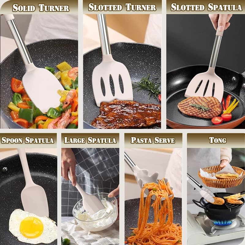 Silicone Kitchen Cooking Utensils Set-Umite Chef 43 pcs Heat Resistant Kitchen Utensils
