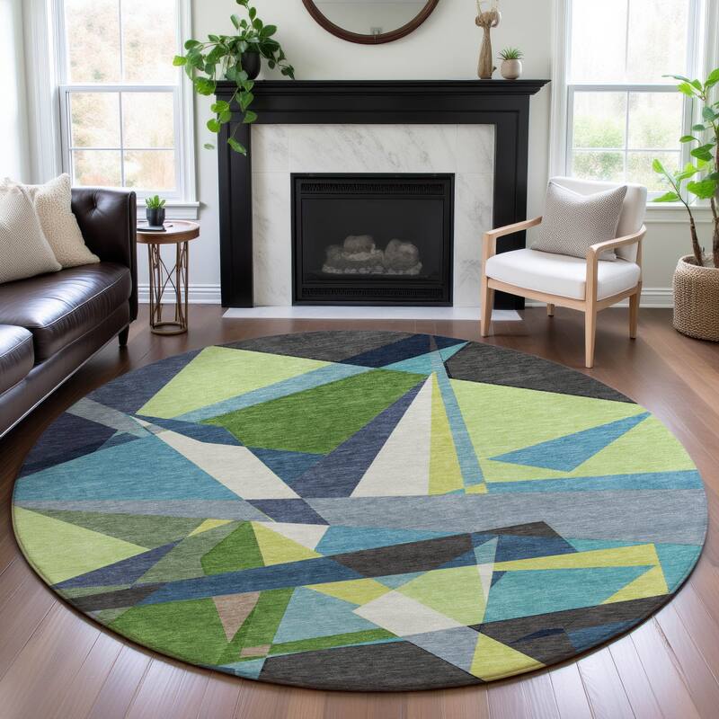 Premium Washable Super Soft Abstract Mosaic Mayfield Rug - Blue - 8' x 8'