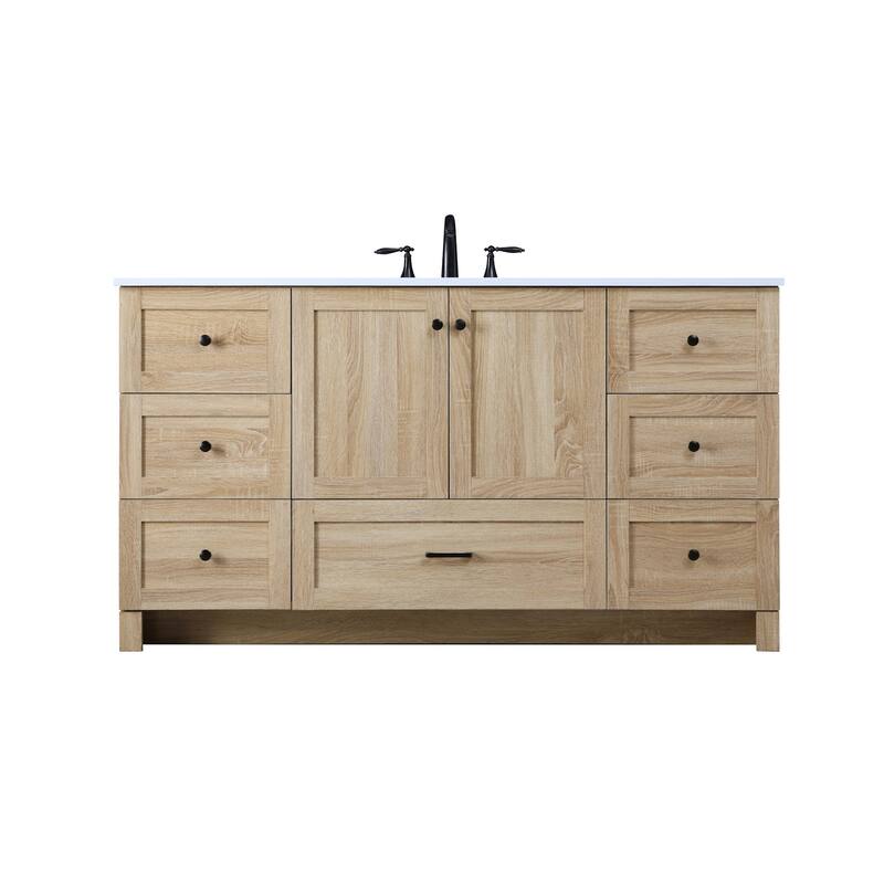 Elegant Lighting VF2860 Soma 60" Free Standing Single Basin Vanity Set - Mango Wood - Wood Finish