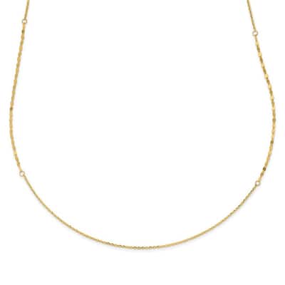 Curata 14k Italian Yellow Gold 2mm Polished and Brushed Fancy Bead Necklace, 36"