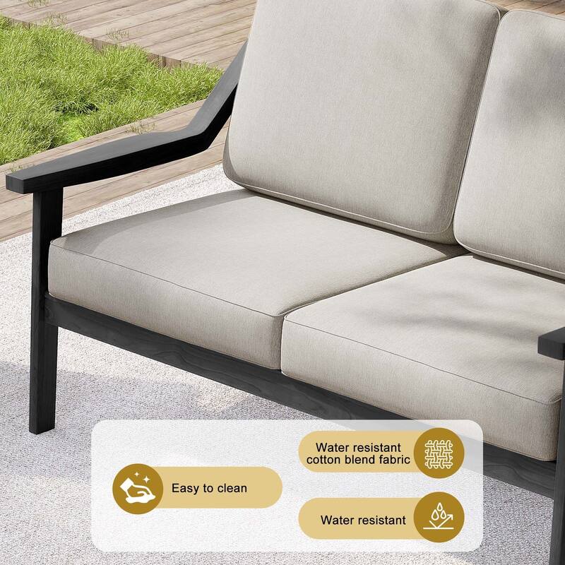 Outdoor Teak Wood Slat Back Patio Loveseat Sofa