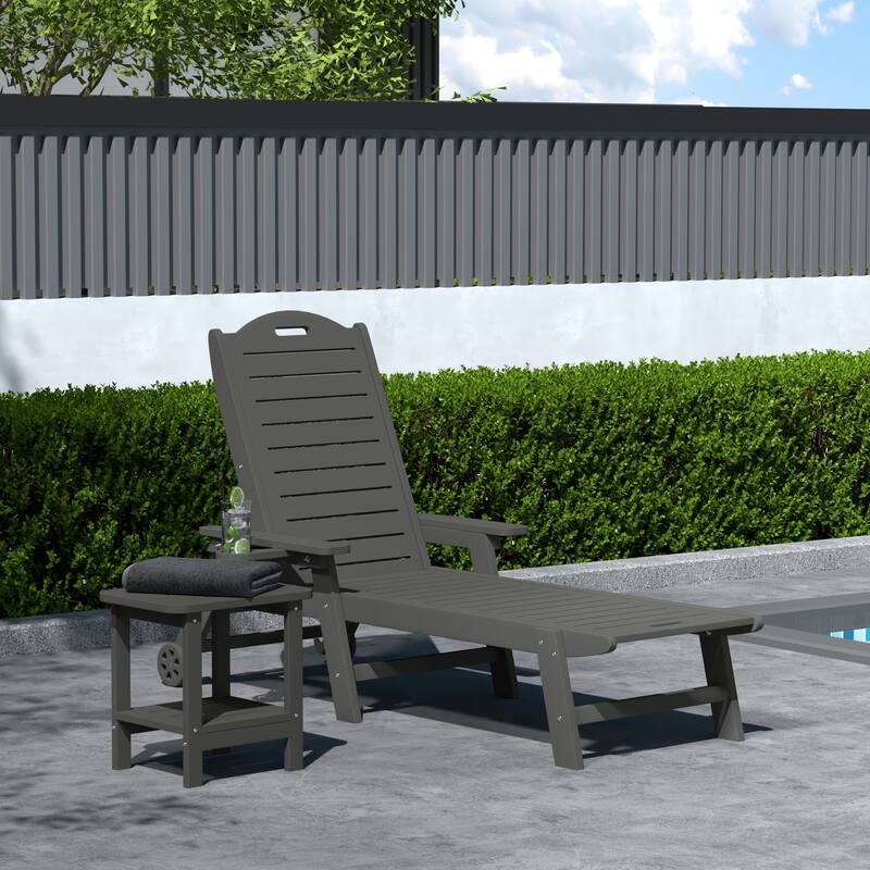 Brighton Outdoor 2-Piece Poly Reclining Chaise Set with Wheels & Cup Holder