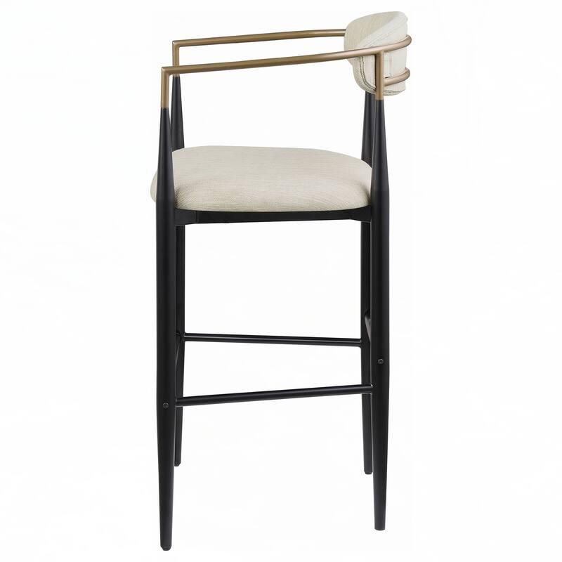 Beige Fabric Upholstered Bar Chair (Set of 2)