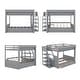 preview thumbnail 6 of 34, Wood Convertible Full Size Bunk Bed with Storage Staircase,Bedside Table and 3 Drawers