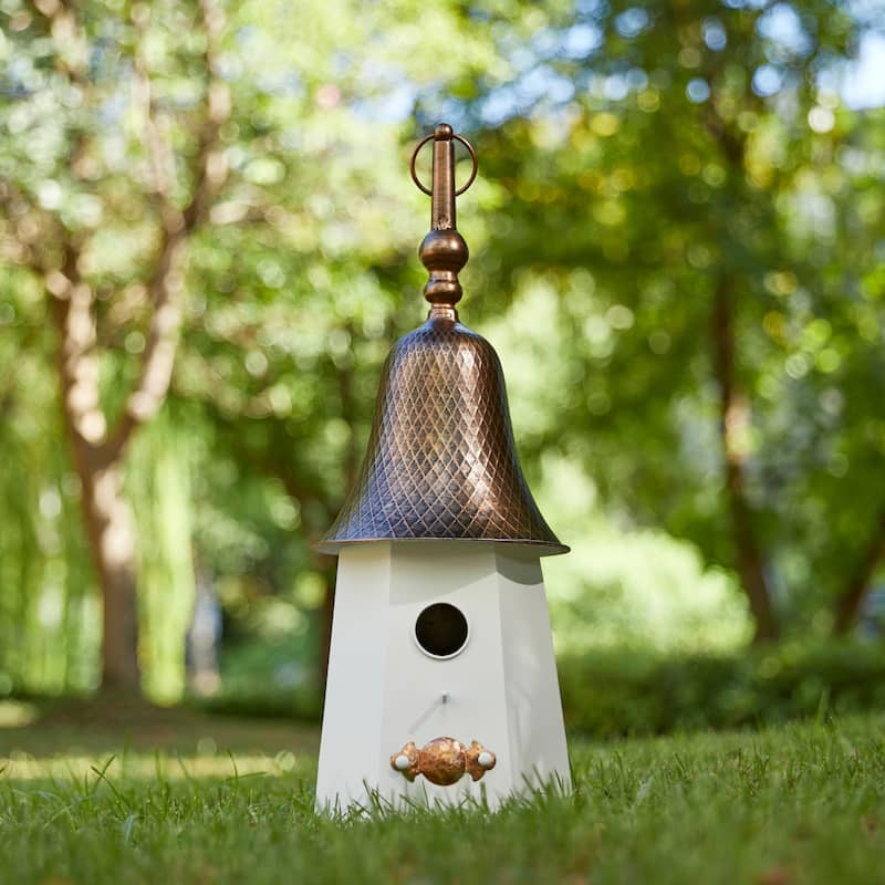 Glitzhome 24"H Bell Roof Decorative Outdoor Garden Birdhouse - 8.75''L X 8.75''W X 24.00''H