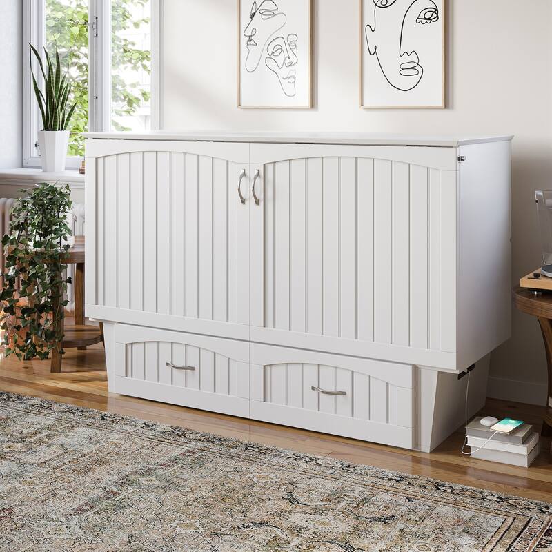 Sydney Queen Solid Wood Murphy Bed Chest with Mattress