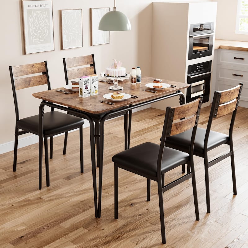 Farmhouse 5-Piece Dining Set - Brown