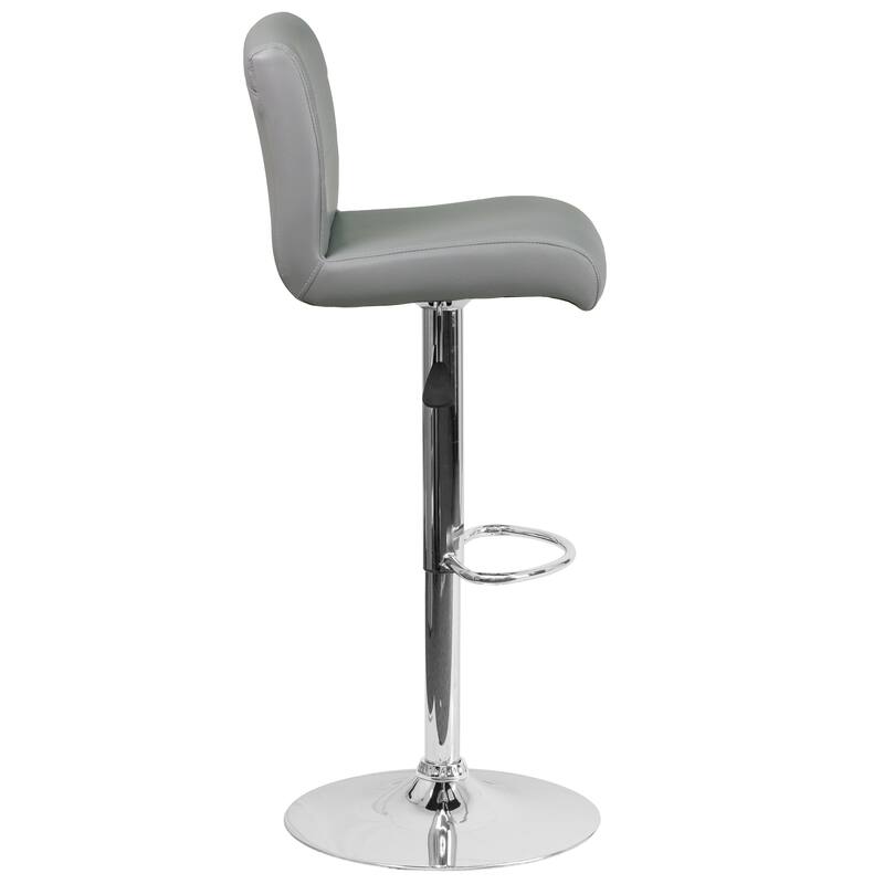 2 Pack Vinyl Adjustable Height Barstool with Rolled Seat and Chrome Base