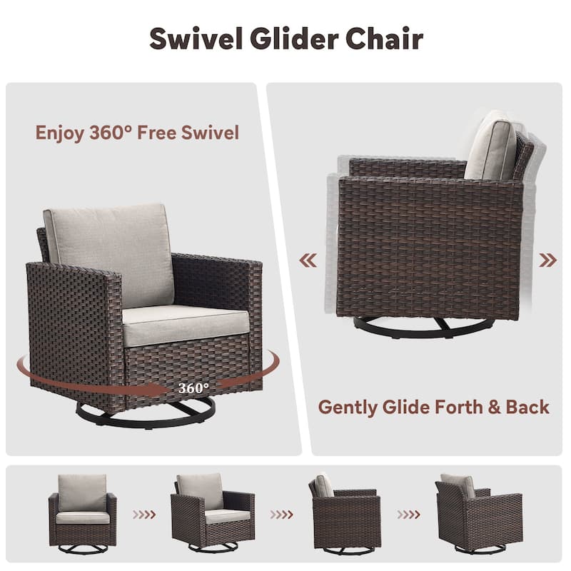 5 Pieces Fire Pit Table with Sofa Swivel Chair Set