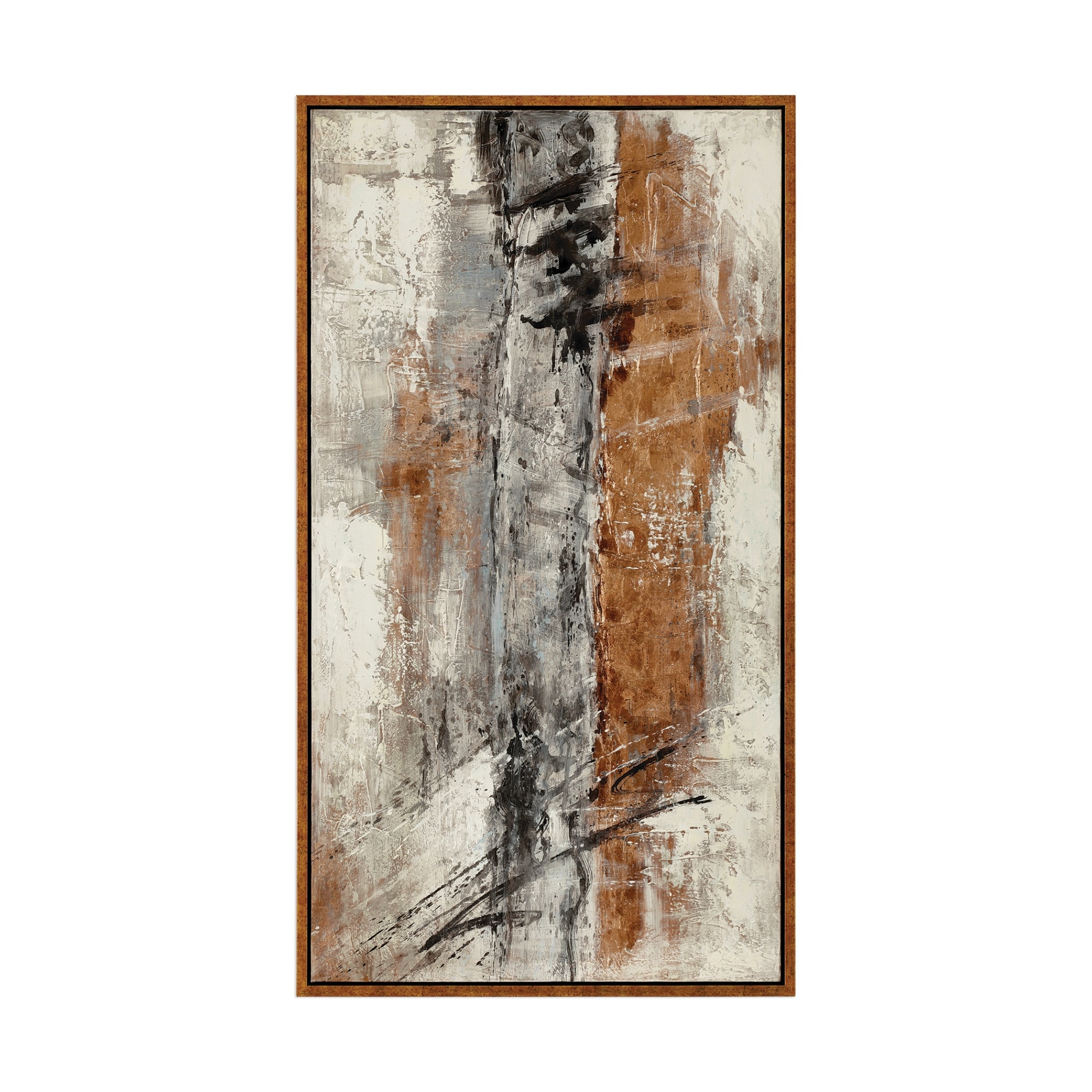 Uttermost Spice of Life 32 Inch x 58 Inch Framed Abstract Painting on -  Neutrals / Golden Bronze Frame