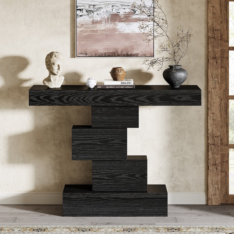 42.5 Inch Modern Narrow Console Sofa Table for Living Room - 11.8"D x 42.5"W x 31.5"H - Black