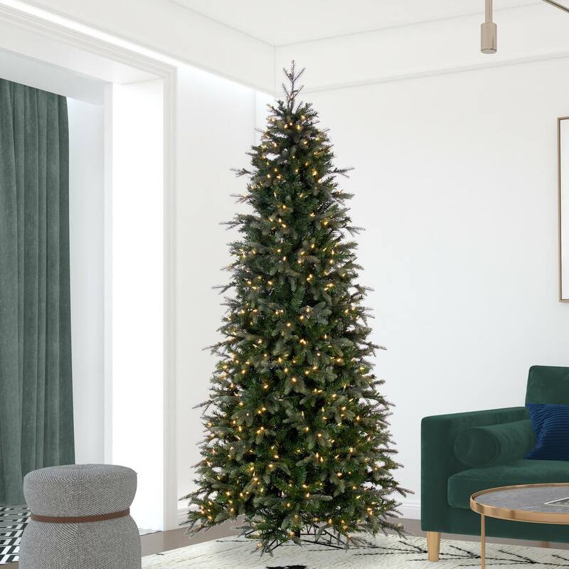 Vickerman 9' x 50" Douglas Fir Fir Artificial Slim Pre-Lit Christmas Tree, Warm White 3mm Low Voltage LED Wide Angle Lights.