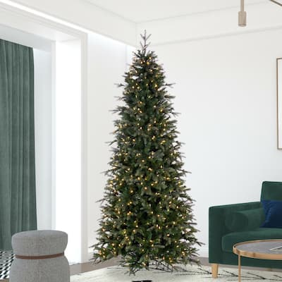 Vickerman 9' x 50" Douglas Fir Fir Artificial Slim Pre-Lit Christmas Tree, Warm White 3mm Low Voltage LED Wide Angle Lights.