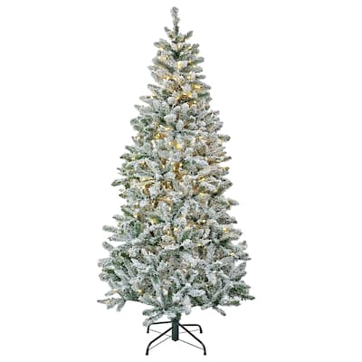 6 1/2' Snowy Chatham Slim Tree with Warm White LED Lights & PowerConnect™ - 6.5 ft