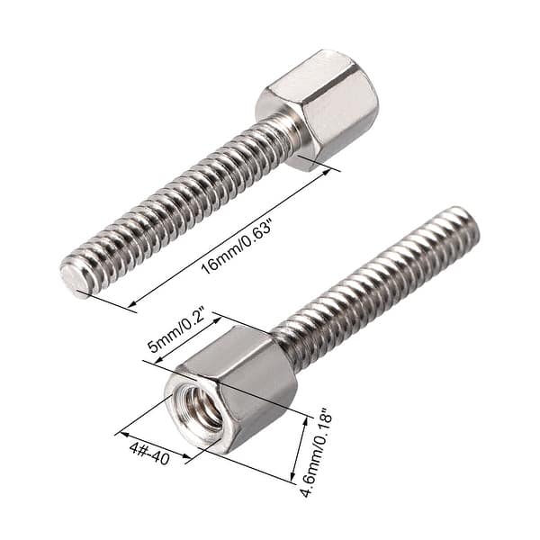 4#-40 5+16mm F/M Hex Standoff Spacer Screws PCB Pillar 100 Pcs - Silver  Tone(Brass) - 4#-40 5+16mm - Bed Bath & Beyond - 27577032