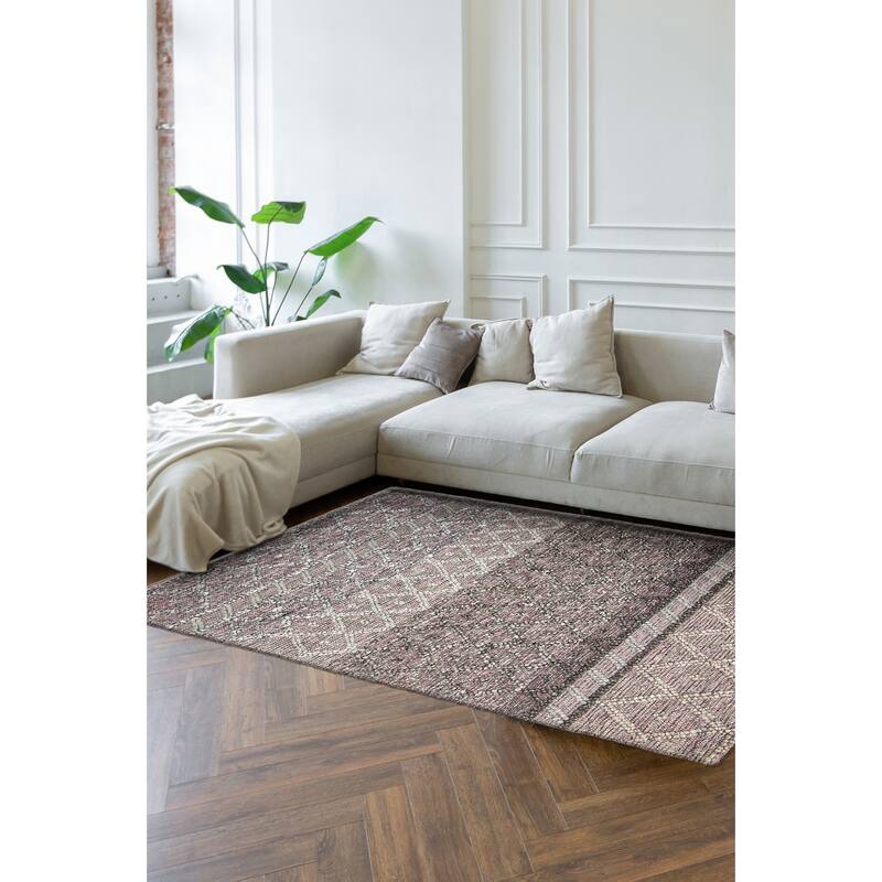 ECARPETGALLERY Braid weave Sienna Grey Wool Rug - 5'1 x 8'2