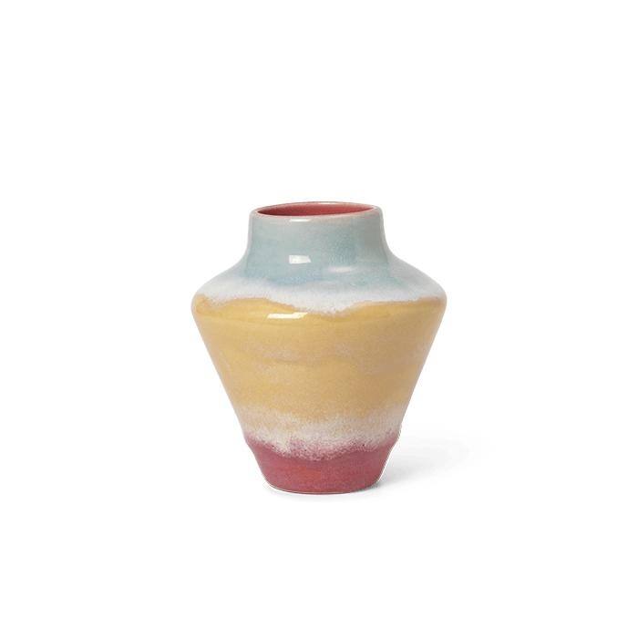 Kähler Poppery Vase, Pink/Mint/Yellow - H: 4.7"