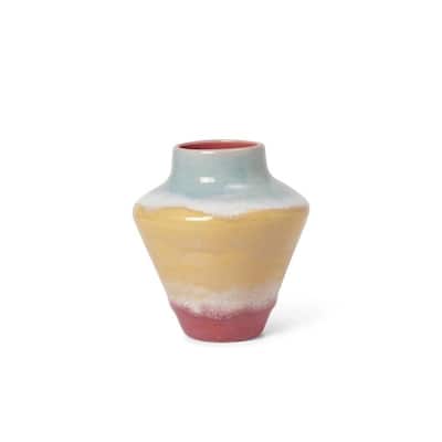 Kähler Poppery Vase, Pink/Mint/Yellow - H: 4.7"