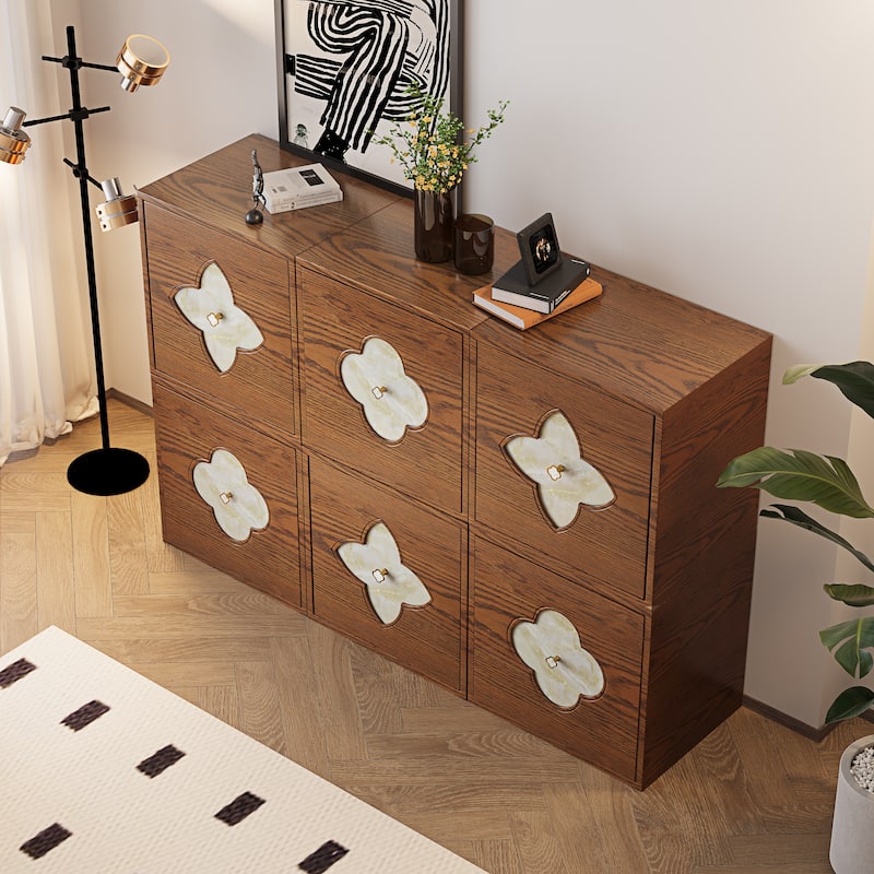 Modern 6-Door Sideboards Accent Cabinet, Modular Wooden Buffet With Storage - 58.8''