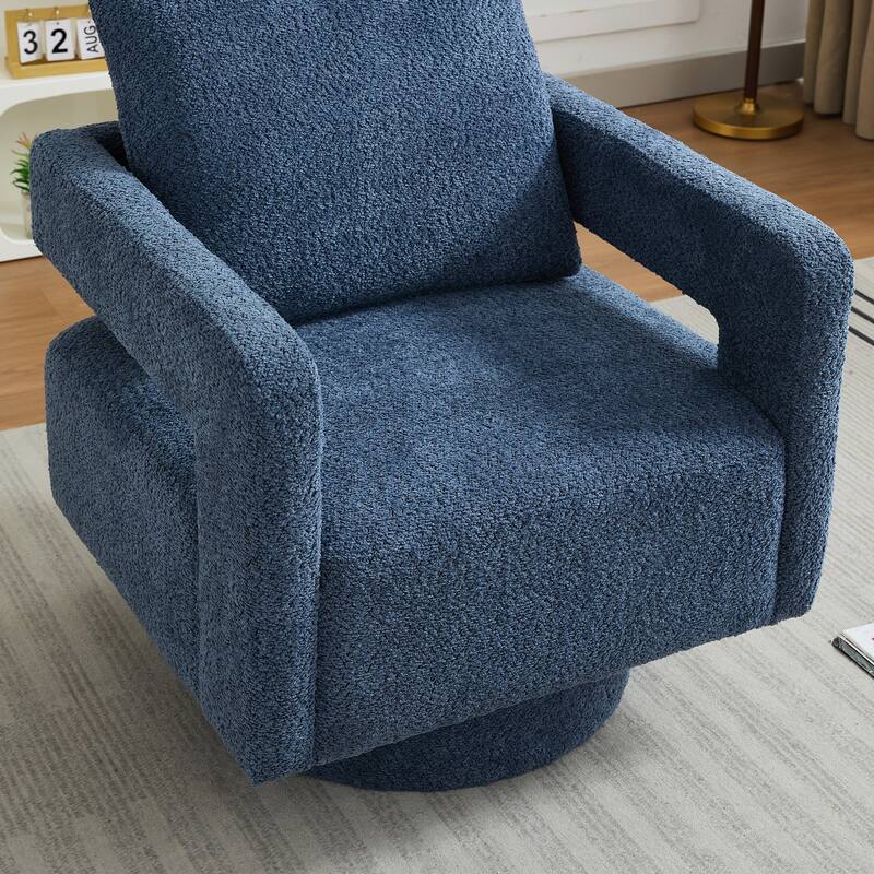 Upholstered Swivel Accent Chair, Modern Arm Chair with Open Back,360 Degree Swivel Lounge Club Chair with Removable Back Cushion